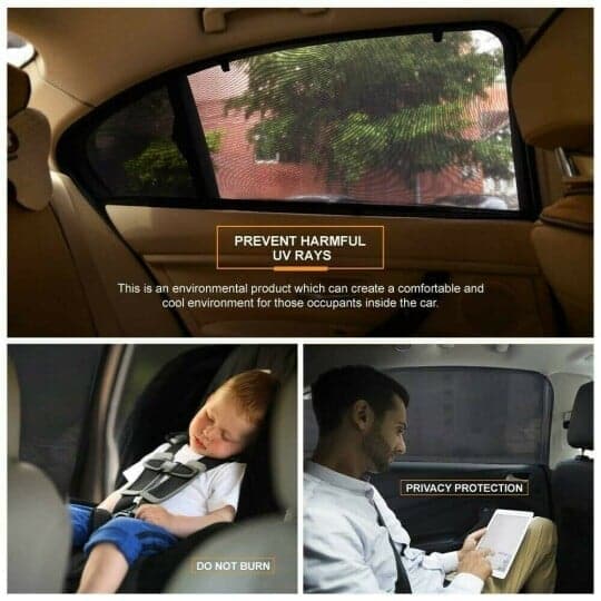Protezione solare per auto,2 pezzi rete universale per protezione dai raggi UV,Tendine Parasole Auto Bambini,Protezione UV da Rete Traspirante,Tendine Parasole Finestrini Laterali Elastico