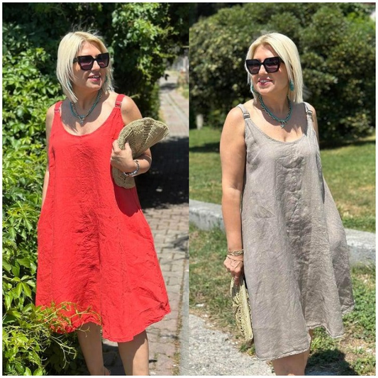 Abito Casual da Donna Senza Maniche con Scollo Rotondo