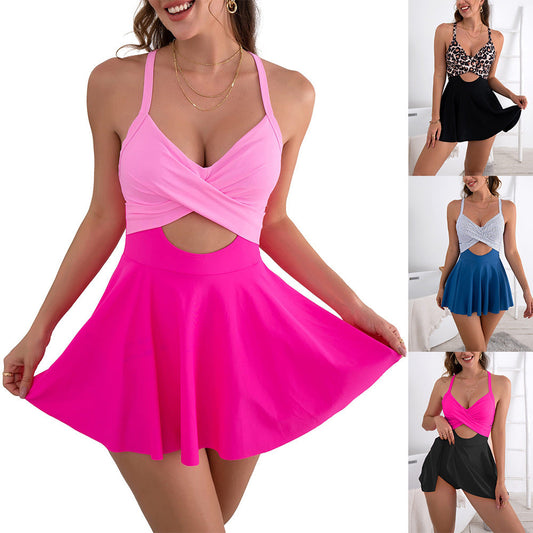 Costume da Bagno Intero con Gonna e Cut-out da Donna