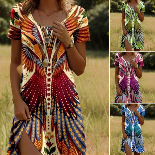 Vestito da Donna a Fiori con Maniche Corte