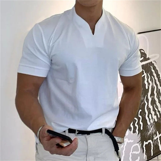 📢🔥2026 Uutuudet - 50% alennus!🏆T-shirt Uomo Scollo a V in Cotone Traspirante | Maglietta Elegante Vestibilità Classica