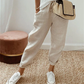 Pantaloni casual in cotone e lino per donna