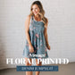 Tuta in Denim con Stampa Floreale in Stile Vintage