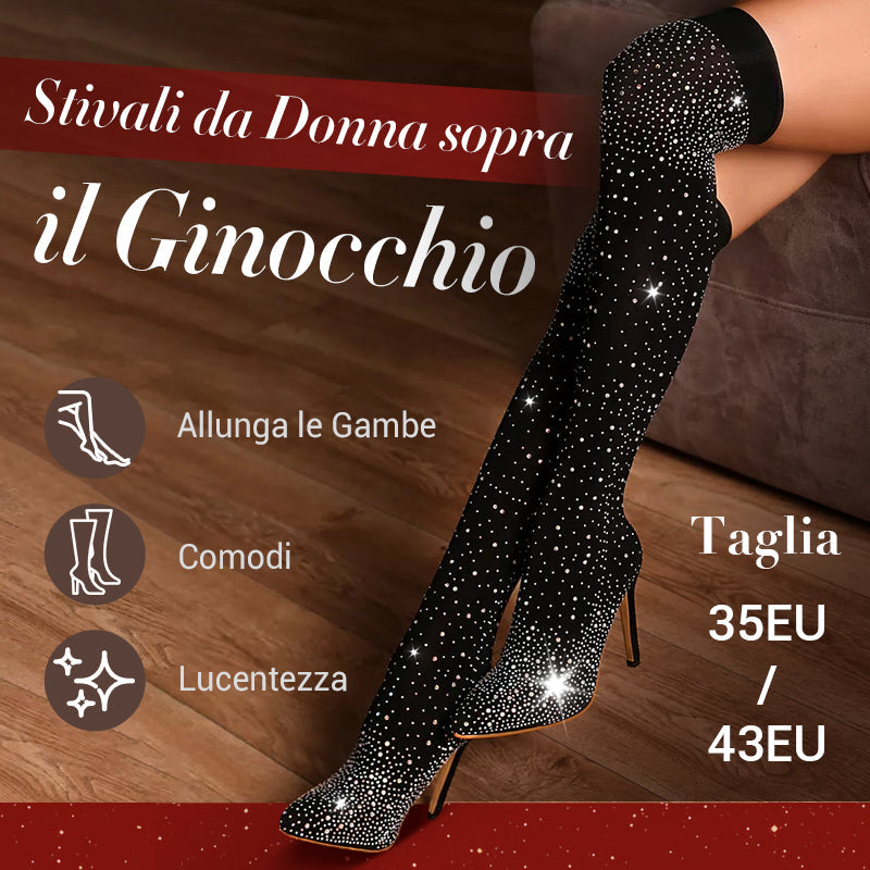 📦Consegna gratuita📦Stivali da donna scintillanti con diamanti finti al ginocchio