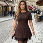 🔥Offerte speciali - Abito mini da donna con maniche corte e bordi in pizzo scintillante | Elegante e brillante