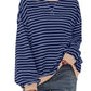 Top da Donna Oversize a Righe con Maniche Lunghe