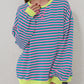 Top da Donna Oversize a Righe con Maniche Lunghe