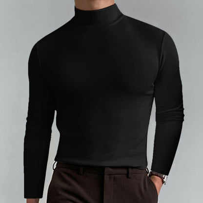 🔥SCONTO DEL 49% ORA! ✨ T-shirt slim fit da uomo con collo alto - Tessuto elastico e traspirante, stile moderno per la palestra o l'abbigliamento casual 🏃‍♂️📦