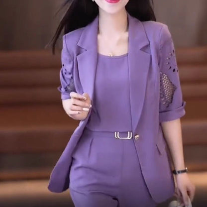 Completo Blazer Sottile da Donna alla Moda a 3 Pezzi