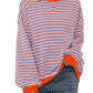 Top da Donna Oversize a Righe con Maniche Lunghe