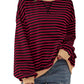 Top da Donna Oversize a Righe con Maniche Lunghe