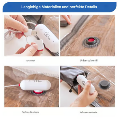 🧳OFFERTA SPECIALE 50% DI SCONTO! ⚡ Confezione da 6 sacchetti di compressione per aspirapolvere elettrico USB - Salvaspazio, chiusura ermetica, riutilizzabili e durevoli 🌀