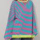 Top da Donna Oversize a Righe con Maniche Lunghe