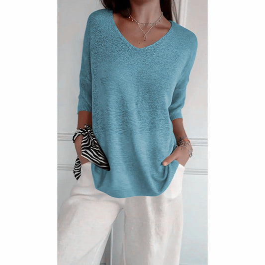 💖ULTIMO GIORNO DI SALDI 50% DI SCONTO🥰Maglia a V in tinta unita
