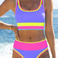 Set bikini sportivo da 3 pezzi a blocchi di colore