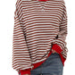 Top da Donna Oversize a Righe con Maniche Lunghe