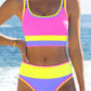 Set bikini sportivo da 3 pezzi a blocchi di colore