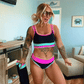 Set bikini sportivo da 3 pezzi a blocchi di colore
