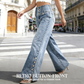 Jeans Donna a Vita Alta Gamba Larga con Spacchi Laterali