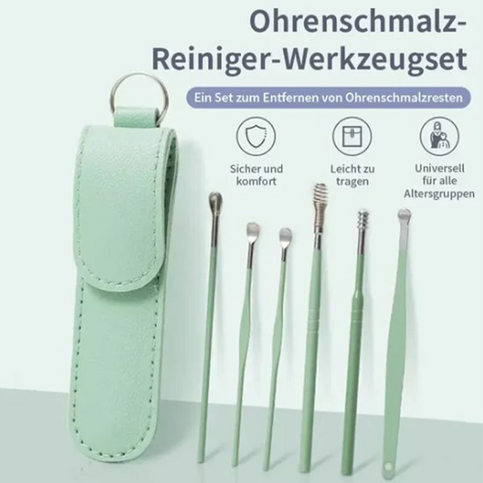 Set Portatile di 6 Pezzi in Acciaio Inox per la Pulizia delle Orecchie