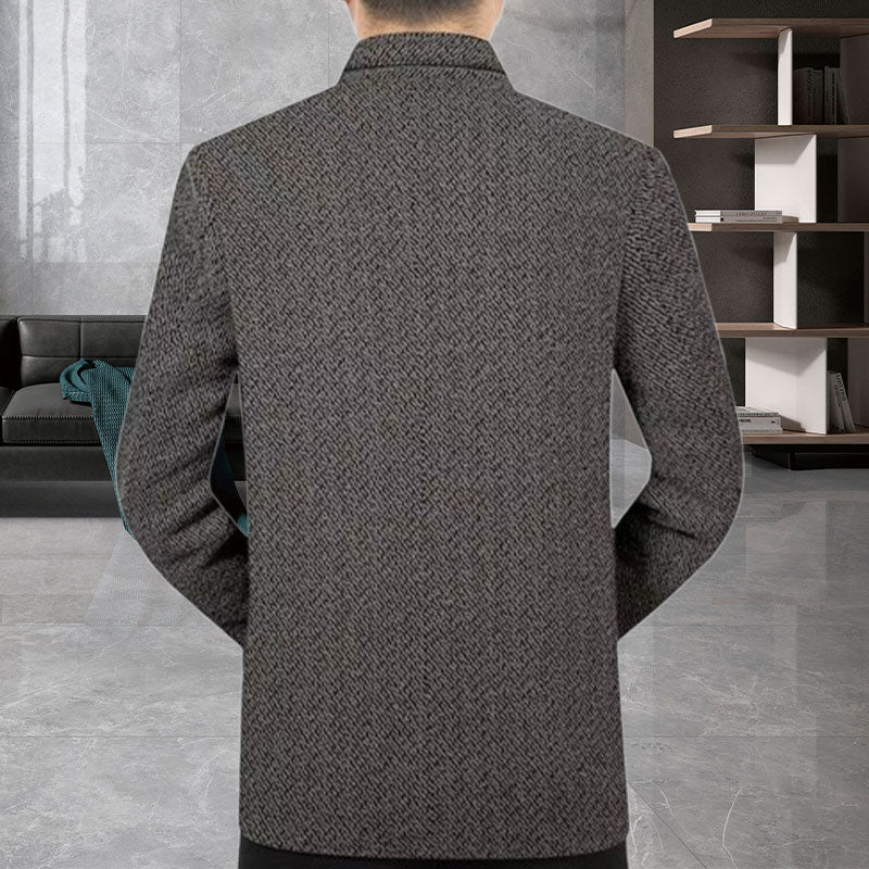 Blazer da Uomo Casual in Finto Tweed per Autunno e Inverno