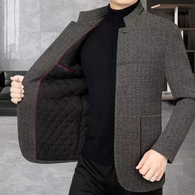 Blazer da Uomo Casual in Finto Tweed per Autunno e Inverno