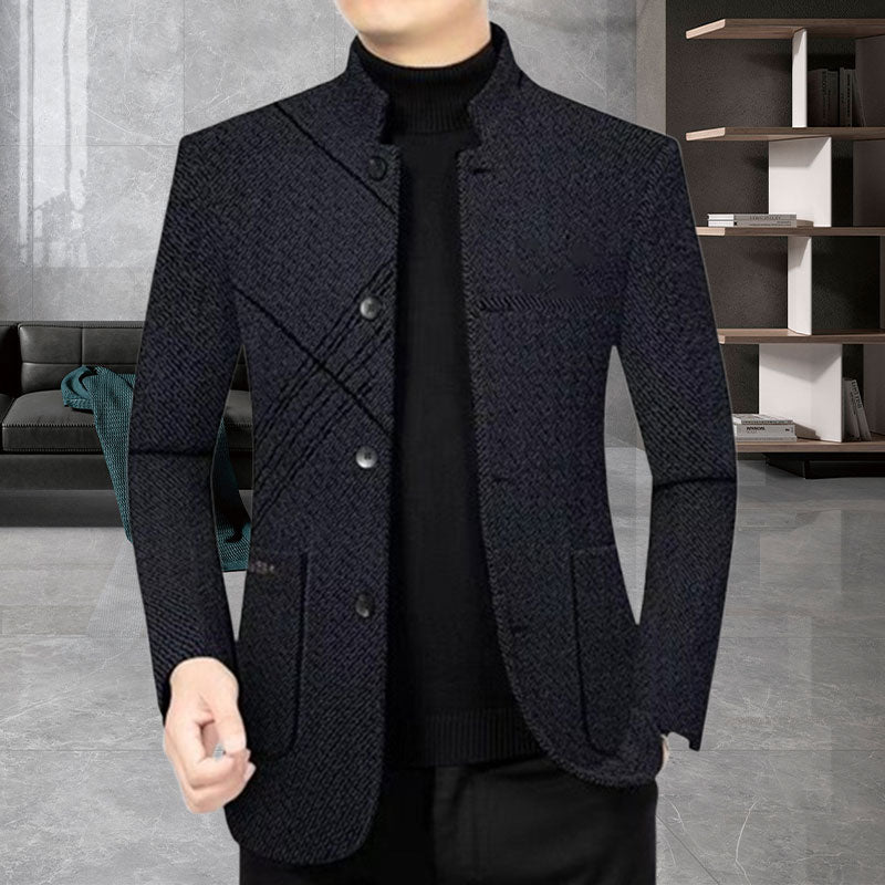 Blazer da Uomo Casual in Finto Tweed per Autunno e Inverno