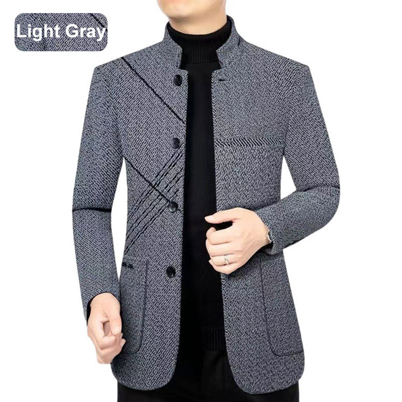 Blazer da Uomo Casual in Finto Tweed per Autunno e Inverno