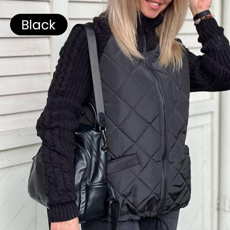 Giacca Puffa a Maglia Patchwork da Donna