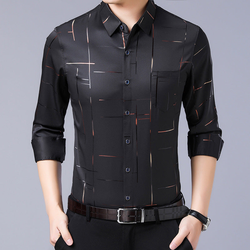 Camicia da Uomo in Tessuto Sottile Senza Stiratura