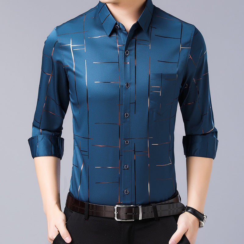 Camicia da Uomo in Tessuto Sottile Senza Stiratura