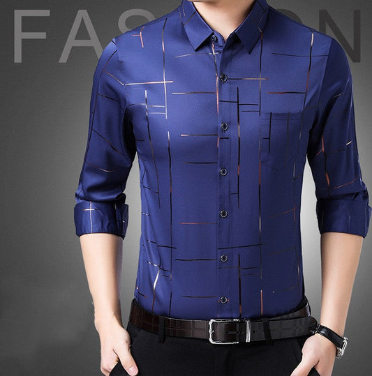 Camicia da Uomo in Tessuto Sottile Senza Stiratura