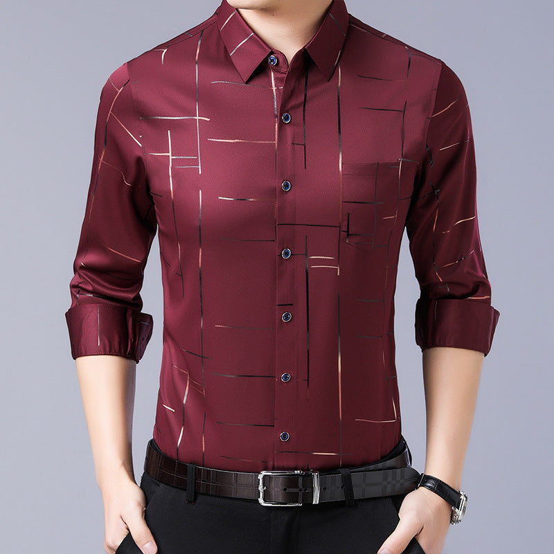 Camicia da Uomo in Tessuto Sottile Senza Stiratura