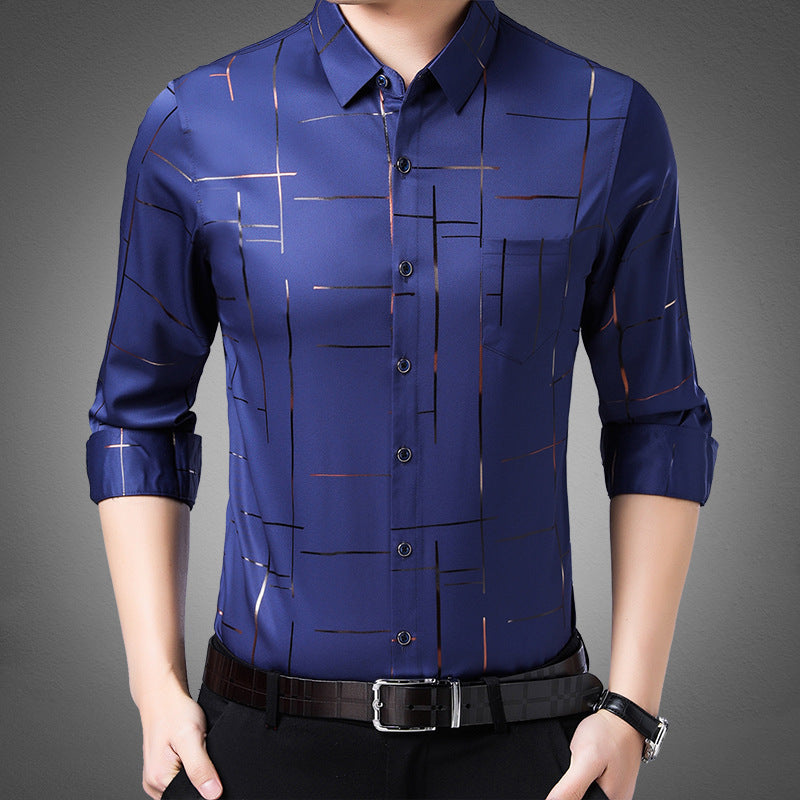 Camicia da Uomo in Tessuto Sottile Senza Stiratura