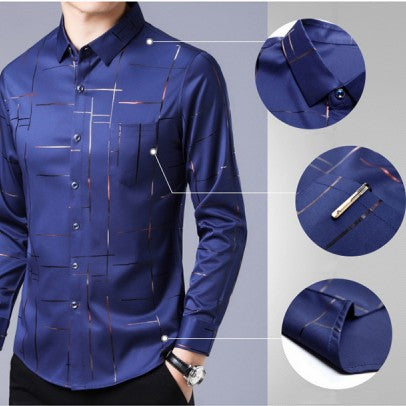 Camicia da Uomo in Tessuto Sottile Senza Stiratura