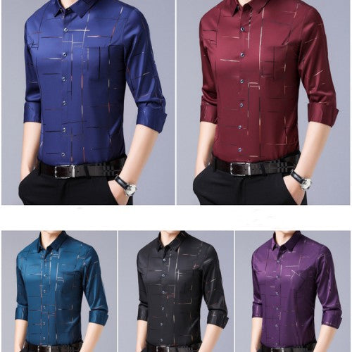 Camicia da Uomo in Tessuto Sottile Senza Stiratura