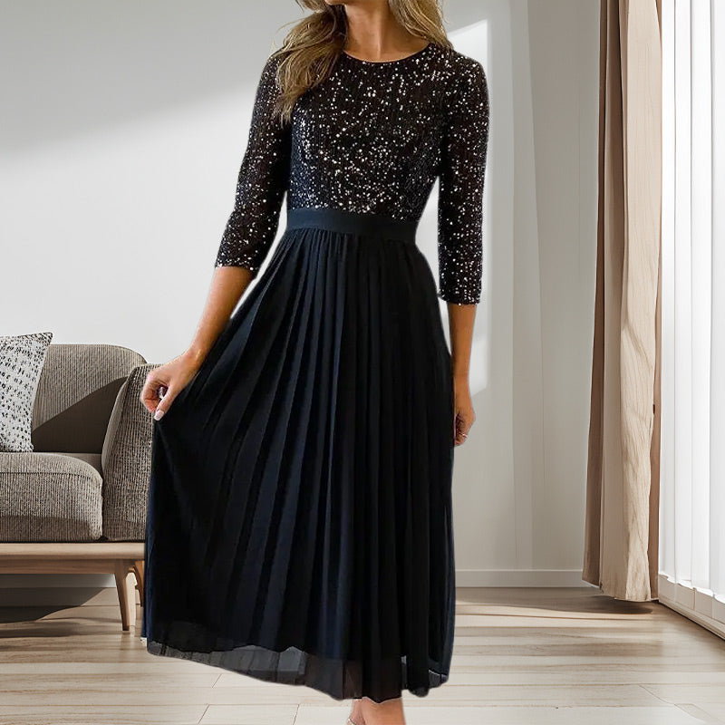 Abito midi in tulle con paillettes da donna