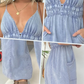 Tuta in Denim da Donna con Scollo Profondo a V