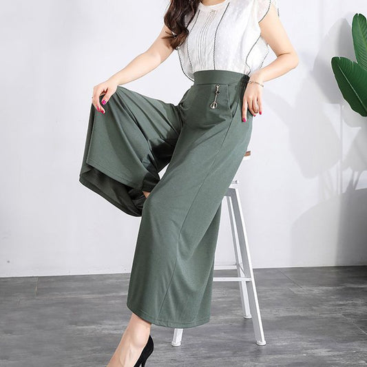 Pantaloni larghi da donna in seta ghiacciata