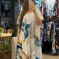 Abito da donna casual, largo e stampato, con scollo a V e maniche corte