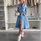 Abito di jeans da donna con bottoni e maniche lunghe