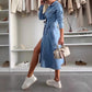 Abito di jeans da donna con bottoni e maniche lunghe