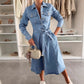 Abito di jeans da donna con bottoni e maniche lunghe