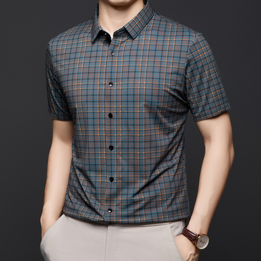 Camicia Classica da Uomo a Quadri con Maniche Corte → Comfort Senza Tempo & Facile da Mantenere
