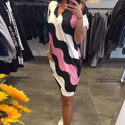 Abito da Donna con Scollo a V e Maniche Corte