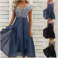 Vestito Donna Estivo con Scollo a V e Patchwork Stampato