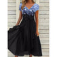 Vestito Donna Estivo con Scollo a V e Patchwork Stampato