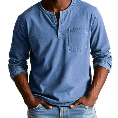 Camicia a maniche lunghe da uomo con taschino vintage e affrancat