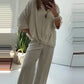 Completo a Righe da Donna 2 Pezzi: Top e Pantaloni a Gamba Larga