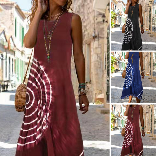 Vestito Midi Casuale Senza Maniche Da Donna